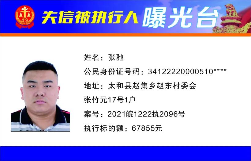太和县人民法院发布失信被执行人曝光名单（2022年第一期）