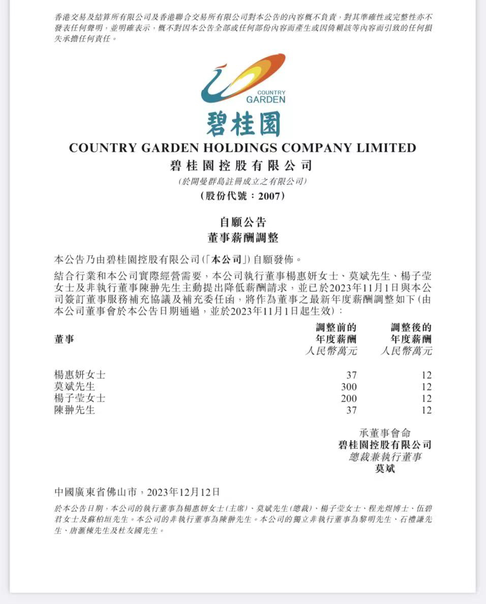 深夜突发！碧桂园官宣：大幅降薪！