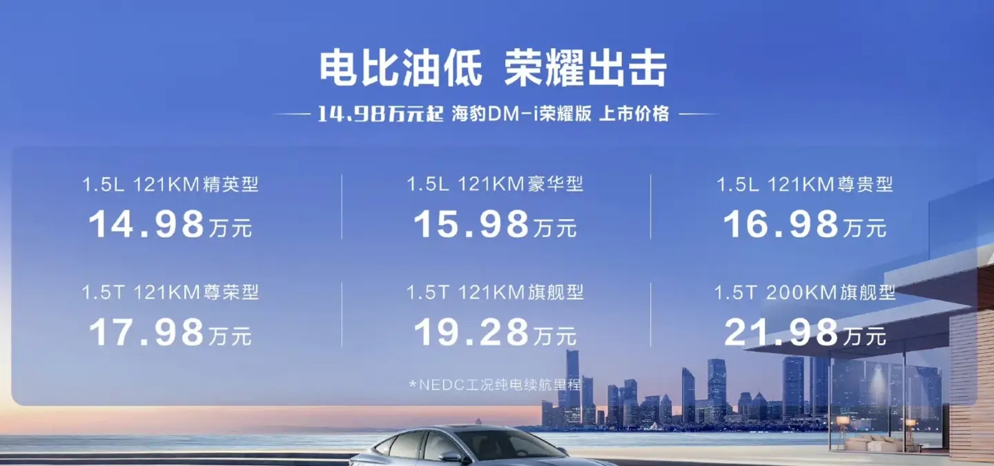消息称比亚迪海豹“荣耀版”车型明日上市，预计延续增配降价思路图3